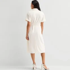 Liz Claiborne Womens Short Sleeve Midi Shirt Dress