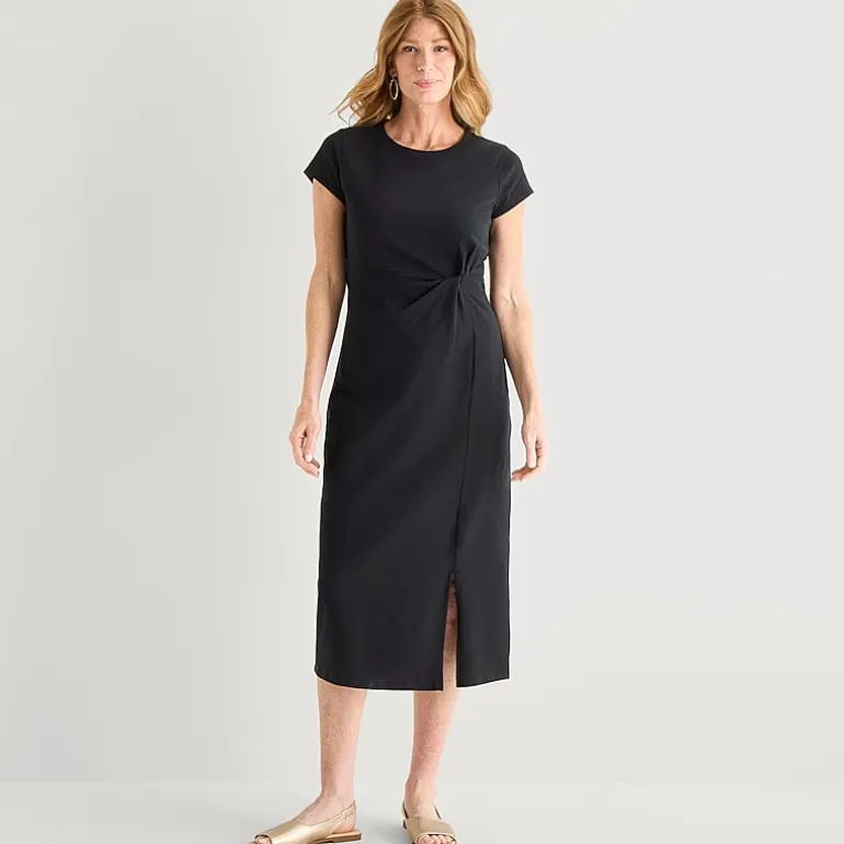 Liz Claiborne Womens Short Sleeve Midi T-Shirt Dress