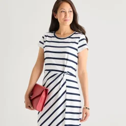 Liz Claiborne Womens Short Sleeve Midi T-Shirt Dress