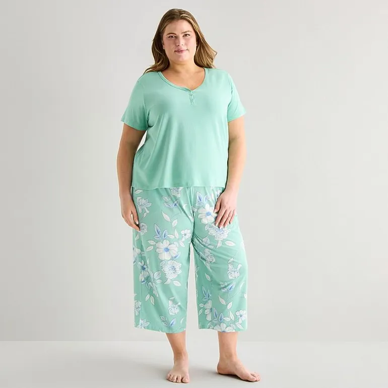 Liz Claiborne Womens Short Sleeve Plus Pajama Set