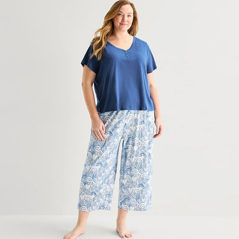 Liz Claiborne Womens Short Sleeve Plus Pajama Set