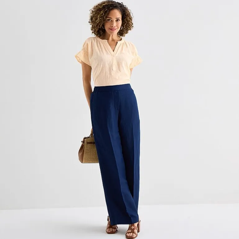 Liz Claiborne Womens Split Crew Neck Short Sleeve Blouse