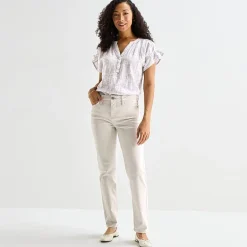 Liz Claiborne Womens Split Crew Neck Short Sleeve Blouse