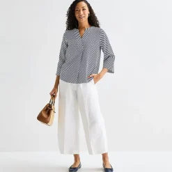 Liz Claiborne Womens Split Crew Neck 3/4 Sleeve Tunic Top