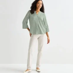 Liz Claiborne Womens Split Crew Neck 3/4 Sleeve Tunic Top