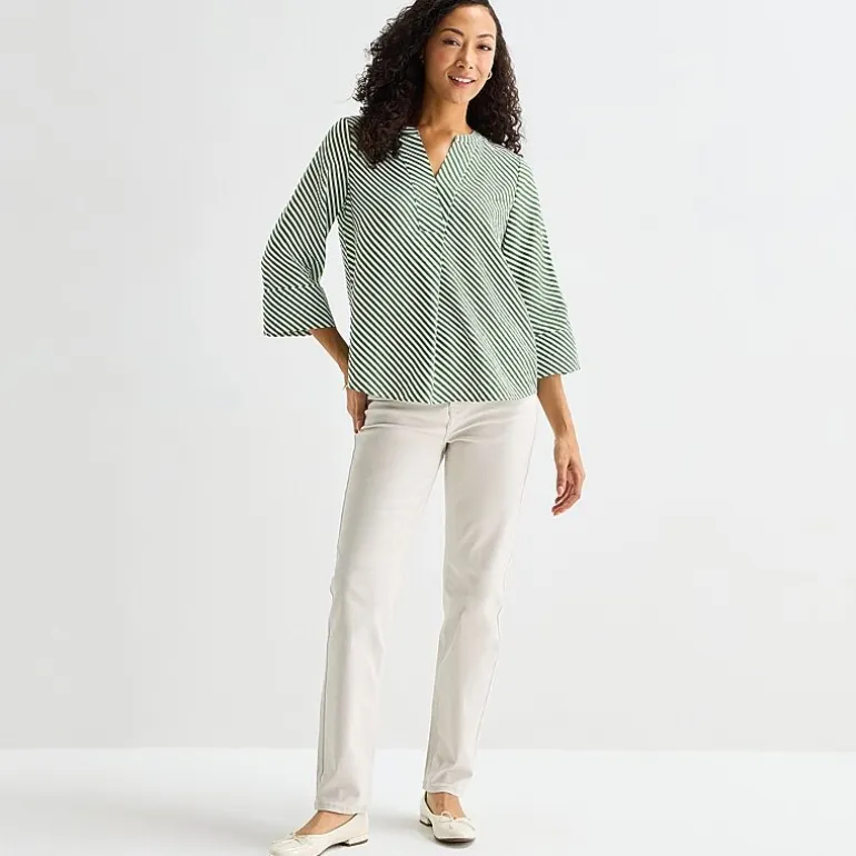 Liz Claiborne Womens Split Crew Neck 3/4 Sleeve Tunic Top