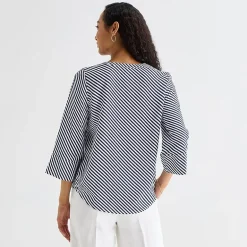 Liz Claiborne Womens Split Crew Neck 3/4 Sleeve Tunic Top
