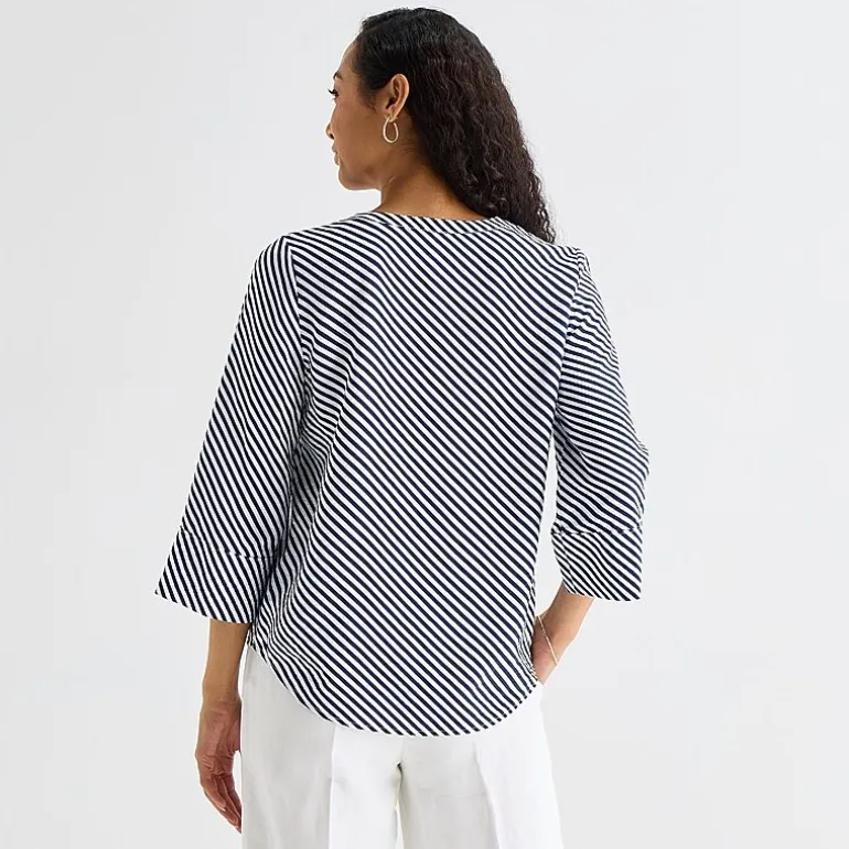 Liz Claiborne Womens Split Crew Neck 3/4 Sleeve Tunic Top