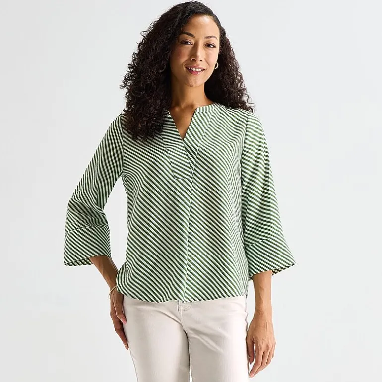 Liz Claiborne Womens Split Crew Neck 3/4 Sleeve Tunic Top