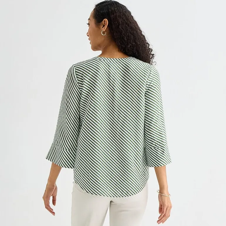 Liz Claiborne Womens Split Crew Neck 3/4 Sleeve Tunic Top
