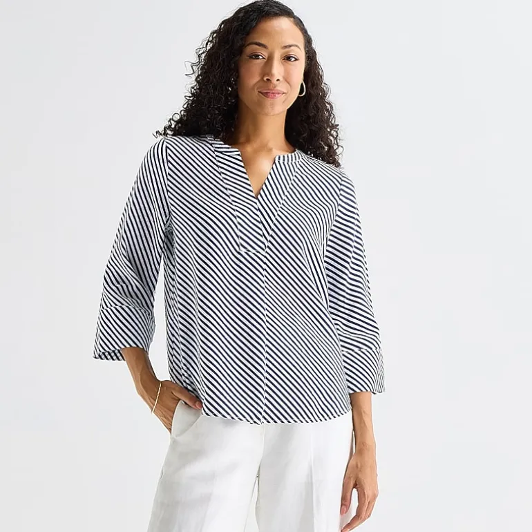 Liz Claiborne Womens Split Crew Neck 3/4 Sleeve Tunic Top