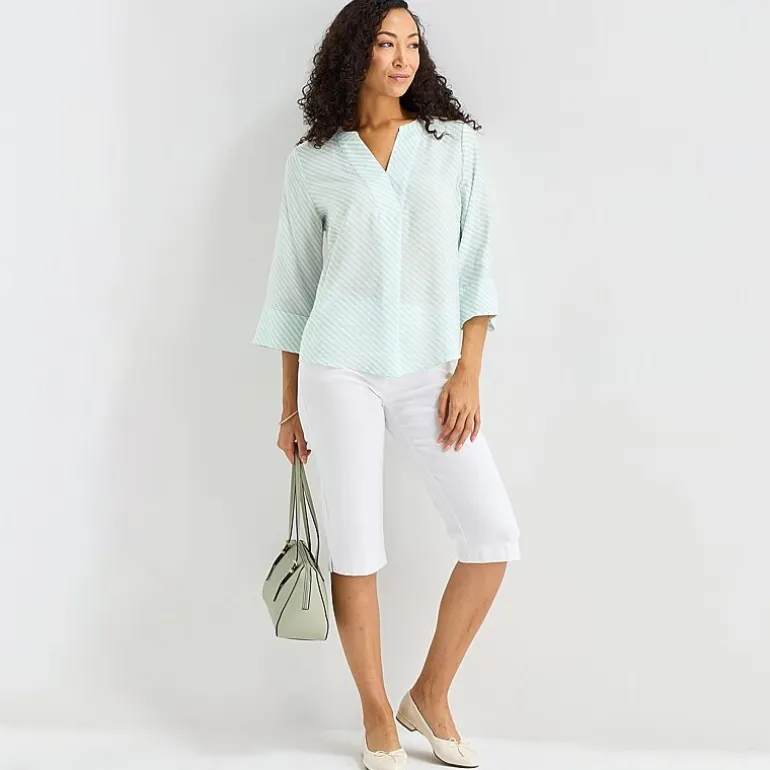 Liz Claiborne Womens Split Crew Neck 3/4 Sleeve Tunic Top