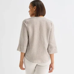 Liz Claiborne Womens Split Crew Neck 3/4 Sleeve Tunic Top