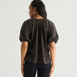 Liz Claiborne Womens Split Crew Neck Short Sleeve Blouse