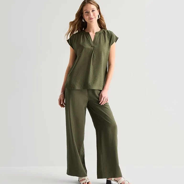 Liz Claiborne Womens Straight Mid Rise Pull-On Pant