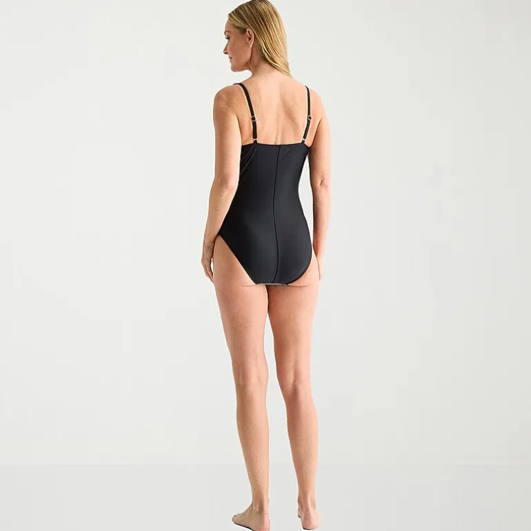 Liz Claiborne Womens Striped Full Coverage One Piece Swimsuit