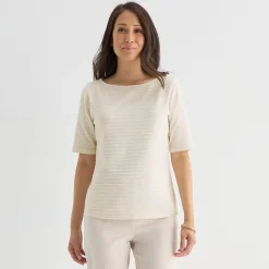 Liz Claiborne Womens Tall Boat Neck Short Sleeve Blouse