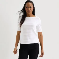 Liz Claiborne Womens Tall Boat Neck Short Sleeve Blouse
