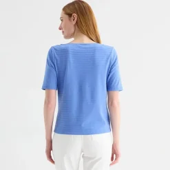 Liz Claiborne Womens Tall Boat Neck Short Sleeve Blouse