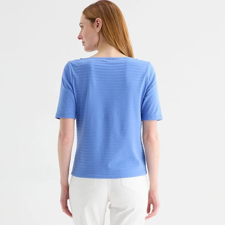 Liz Claiborne Womens Tall Boat Neck Short Sleeve Blouse