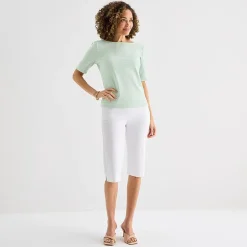 Liz Claiborne Womens Tall Boat Neck Short Sleeve Blouse