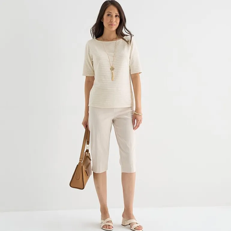 Liz Claiborne Womens Tall Boat Neck Short Sleeve Blouse