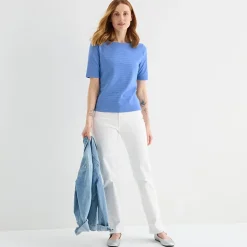 Liz Claiborne Womens Tall Boat Neck Short Sleeve Blouse