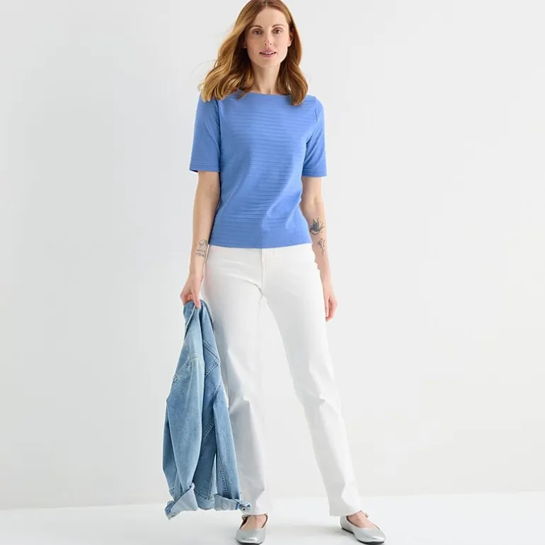 Liz Claiborne Womens Tall Boat Neck Short Sleeve Blouse