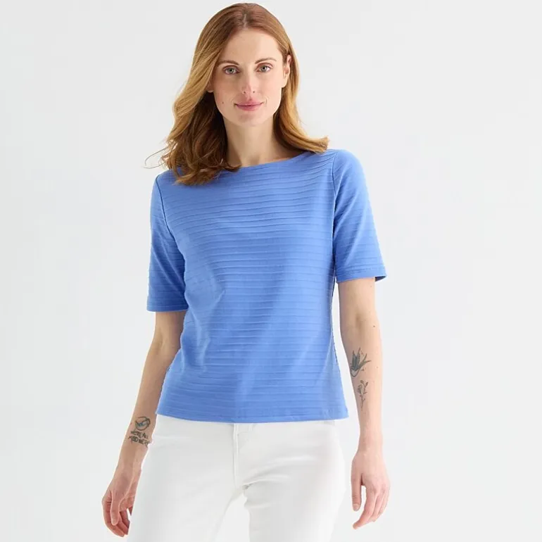 Liz Claiborne Womens Tall Boat Neck Short Sleeve Blouse