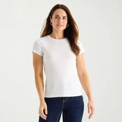 Liz Claiborne Womens Tall Crew Neck Short Sleeve T-Shirt