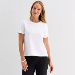 Liz Claiborne Womens Tall Crew Neck Short Sleeve Blouse