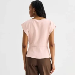 Liz Claiborne Womens Tall Crew Neck Short Sleeve Peplum Top