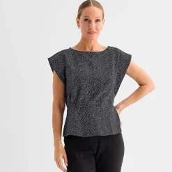 Liz Claiborne Womens Tall Crew Neck Short Sleeve Peplum Top