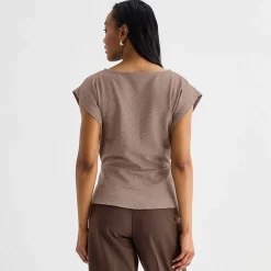 Liz Claiborne Womens Tall Crew Neck Short Sleeve Peplum Top