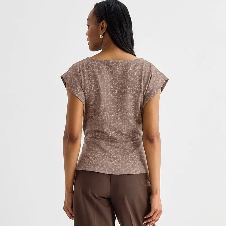 Liz Claiborne Womens Tall Crew Neck Short Sleeve Peplum Top