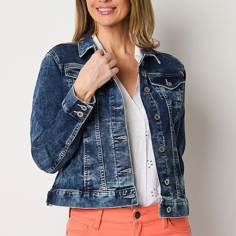 Liz Claiborne Womens Tall Denim Midweight Jacket