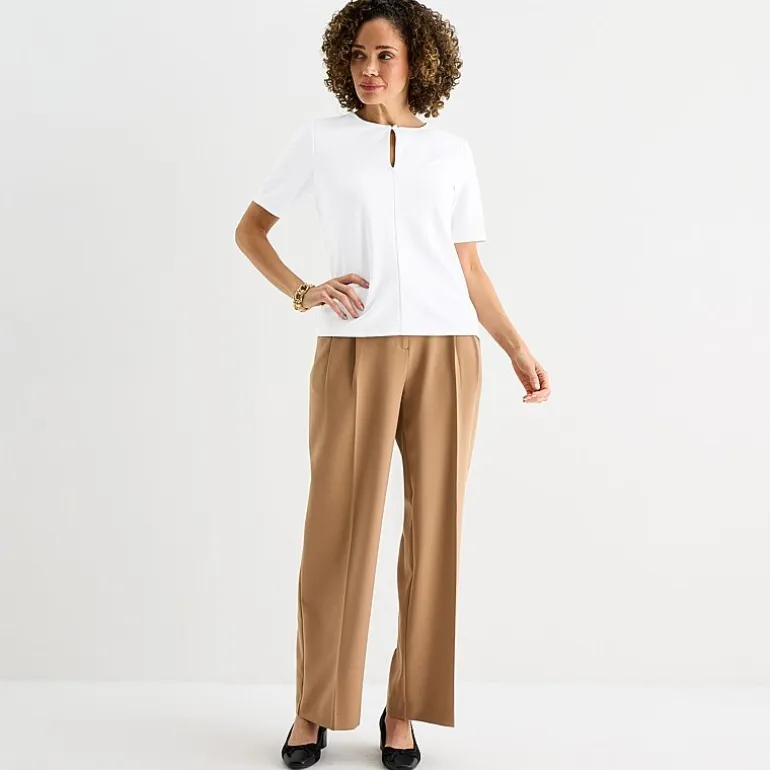 Liz Claiborne Womens Tall Keyhole Neck Short Sleeve Blouse