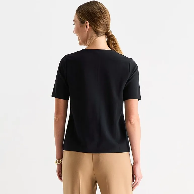 Liz Claiborne Womens Tall Keyhole Neck Short Sleeve Blouse