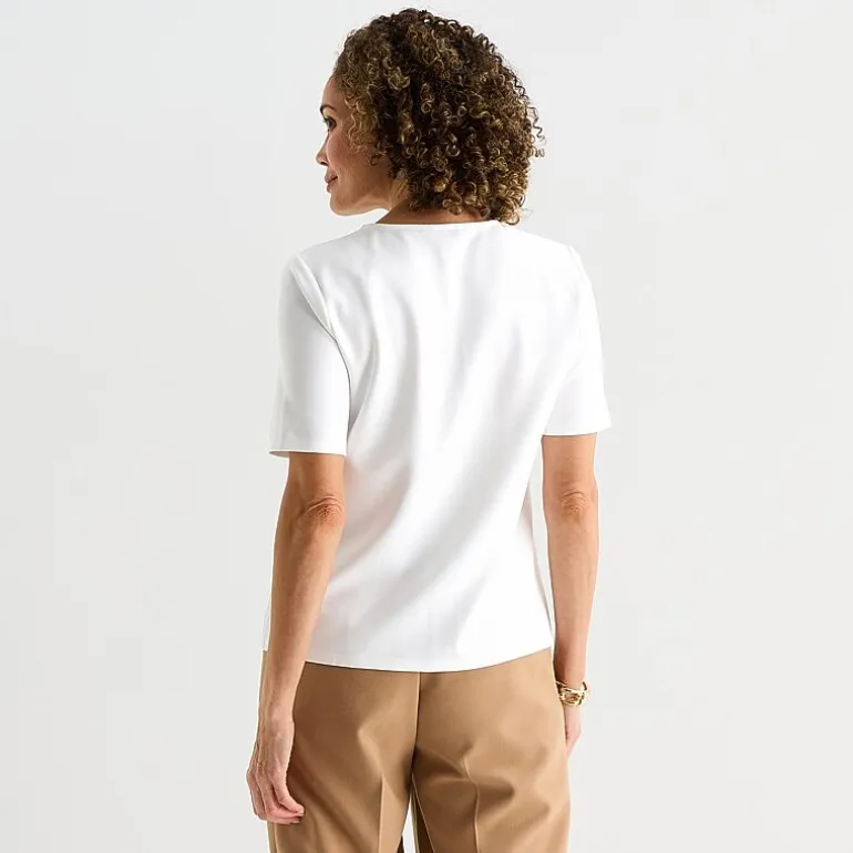 Liz Claiborne Womens Tall Keyhole Neck Short Sleeve Blouse