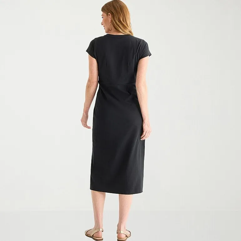 Liz Claiborne Womens Tall Midi Crew Neck Short Sleeve Sheath Dress