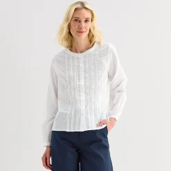 Liz Claiborne Womens Tall Round Neck Long Sleeve Blouse