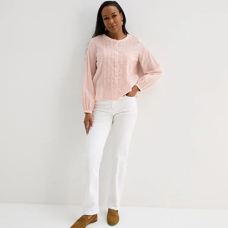 Liz Claiborne Womens Tall Round Neck Long Sleeve Blouse