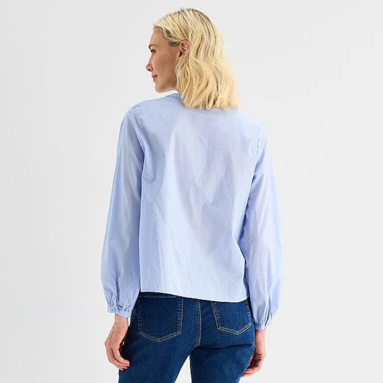 Liz Claiborne Womens Tall Round Neck Long Sleeve Blouse
