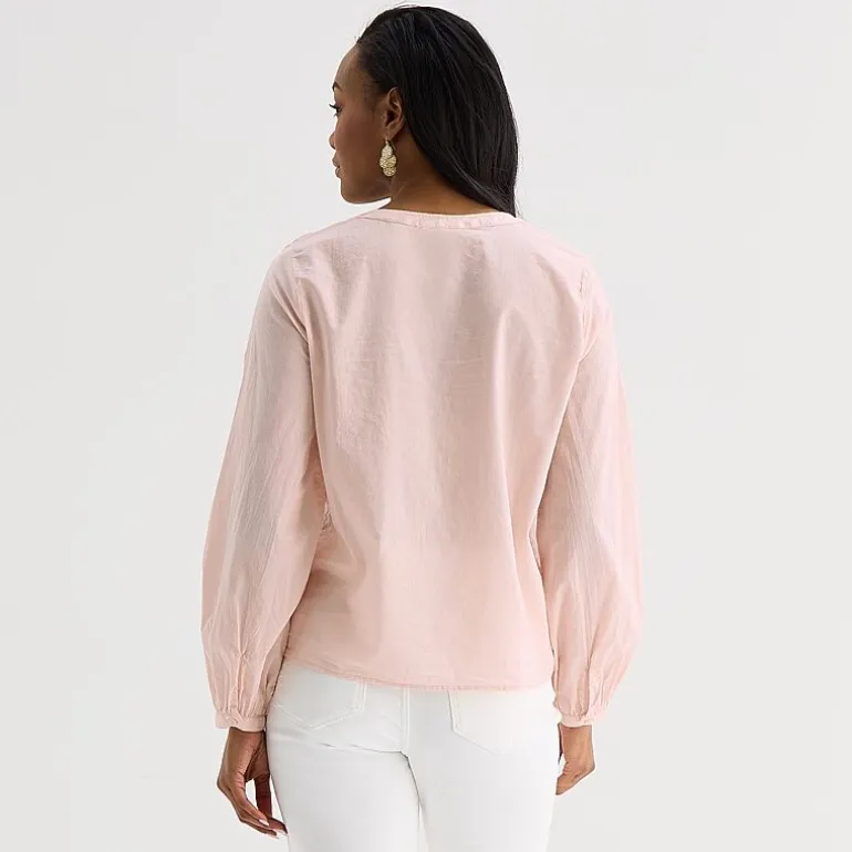 Liz Claiborne Womens Tall Round Neck Long Sleeve Blouse