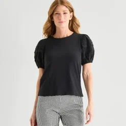 Liz Claiborne Womens Tall Round Neck Short Sleeve Blouse