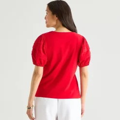 Liz Claiborne Womens Tall Round Neck Short Sleeve Blouse