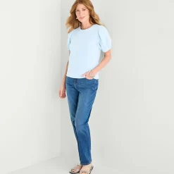 Liz Claiborne Womens Tall Round Neck Short Sleeve Blouse