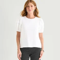 Liz Claiborne Womens Tall Round Neck Short Sleeve Blouse