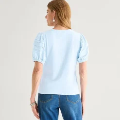 Liz Claiborne Womens Tall Round Neck Short Sleeve Blouse