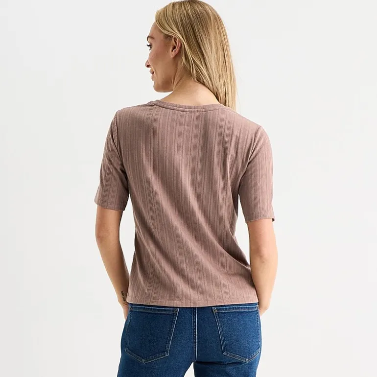 Liz Claiborne Womens Tall Short Sleeve Regular Fit Henley Shirt